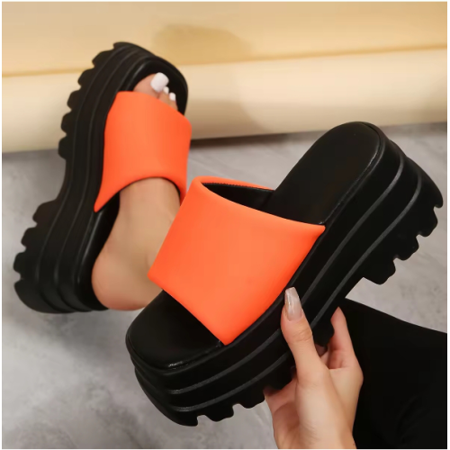 BUSY GIRL YM4609 slippers for women wedge sandals 2023 custom slides chunky three platform heels ladies wedge slippers for women
